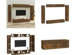 Vidaxl Set Di Mobili Tv 8 Pezzi In Legno Di Quercia Fumé - Set Di Mobili Tv - Set Di Mobili Tv - Parete Attrezzata - Parete Attrezzata