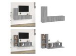 Vidaxl Set Di Mobili Tv 3 Pezzi In Legno Grigio Sonoma - Set Di Mobili Tv - Mobile Tv - Mobile Tv - Porta Tv
