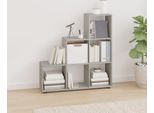 Vidaxl Scaffale Per Scale Grigio Cemento 107 Cm Materiale A Base Di Legno - Scaffale Per Scale - Scaffale Per Scale - Libreria - Scaffale