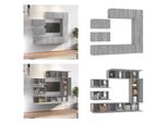 Vidaxl Set Di Mobili Tv 8 Pezzi In Legno Grigio Sonoma - Set Di Mobili Tv - Set Di Mobili Tv - Parete Attrezzata - Parete Attrezzata