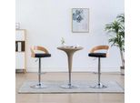 The Living Store Sgabello Da Bar 2 Pezzi In Pelle Finta Nera E Legno Curvo