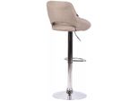 In And Outdoormatch Sgabello Hipo Taupe Chrome Lesly - Tessuto - Altezza Seduta 60-81Cm - Sgabelli Ergonomici - Altezza Regolabile - Set Di 1 - Con Schienale - Per Cucina E Bar