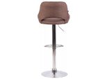 In And Outdoormatch Sgabello Hipo Brown Chrome Malcolm - Tessuto - Altezza Seduta 60-81Cm - Sgabelli Ergonomici - Altezza Regolabile - Set Di 1 - Con Schienale - Per Cucina E Bar