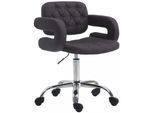 In And Outdoormatch Sgabello Da Lavoro Cleora - Grigio Scuro - Su Rotelle - Sedia Da Ufficio - Con Schienale - Altezza Regolabile 45 - 57 Cm - Tessuto