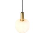 Lampada A Sospensione Minimalista In Ottone Nero Con Paralume In Vetro Bianco Per Soggiorno Cucina Sopra Isola 1Xe27 10W Diva Trio