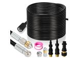 Set Di Tubi Per La Pulizia Dei Tubi Clanmacy 20M, Con Ugelli Rigidi + Rotanti, 3 Adattatori, Per Idropulitrici Standard, Set Universale Per La Pulizia Dei Tubi