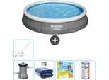 Set Piscina Gonfiabile Rotonda Bestway - Stampa Rattan - 396 X 84 Cm - Inclusa Pompa Tenda - Pacchetto Manutenzione - Filtro - Kit Pulizia