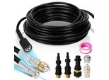 Set Di Tubi Per La Pulizia Dei Tubi Clanmacy 10M, Con Ugelli Rigidi + Rotanti, 3 Adattatori, Per Idropulitrici Standard, Set Universale Per La Pulizia Dei Tubi