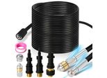 Set Di Tubi Per La Pulizia Dei Tubi Clanmacy 30M, Con Ugelli Rigidi + Rotanti, 3 Adattatori, Per Idropulitrici Standard, Set Universale Per La Pulizia Dei Tubi