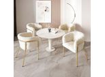 Set Di 4 Sedie Da Pranzo Fliek, Sedie Da Cucina Imbottite Con Gambe In Metallo, Sedie Da Salotto, Sedie Da Pranzo, Sedie Da Trucco, Velluto Di Coniglio, Beige