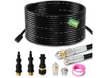 Set Di Tubi Per La Pulizia Dei Tubi Jopassy 15M, Con Ugelli Rigidi + Rotanti, 3 Adattatori, Per Idropulitrici Standard, Set Universale Per La Pulizia Dei Tubi