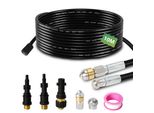Set Di Tubi Per La Pulizia Dei Tubi Jopassy 10M, Con Ugelli Rigidi + Rotanti, 3 Adattatori, Per Idropulitrici Standard, Set Universale Per La Pulizia Dei Tubi