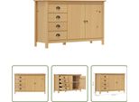 The Living Store Credenza Hill Marrone Miele 130X40X80 Cm Legno Massello Di Pino