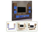 The Living Store Parete Attrezzata A 8 Pezzi Con Illuminazione A Led Materiale In Legno Rovere Sonoma