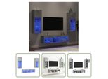 The Living Store Parete Attrezzata A 5 Pezzi Con Illuminazione A Led In Legno Grigio Cemento