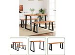 The Living Store Set Da Pranzo 3 Pezzi Bordo Albero Legno Massiccio Acacia