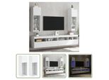 The Living Store Mobili Tv Con Luci Led 2 Pz. Bianco 30,5X30X90 Cm