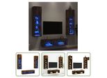 The Living Store Parete Attrezzata A 6 Pezzi Con Illuminazione A Led In Legno Rovere Fumé
