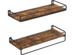 Set Di 2 Mensole Sospese Libreria Rustica Marrone