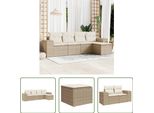 The Living Store Set Di Divani Da Giardino 5 Pezzi Con Cuscini Beige In Poly Rattan