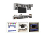 The Living Store Parete Attrezzata A 6 Pezzi Con Illuminazione A Led Materiale In Legno Grey Sonoma