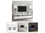 The Living Store Mobili Tv Con Luci Led 2 Pz. Bianco 30,5X30X60 Cm