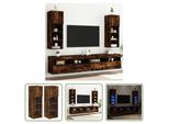 The Living Store Mobili Tv Con Luci Led 2 Pz. Rovere Fumé 30,5X30X90 Cm
