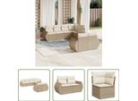 The Living Store Set Di Divani Da Giardino 7 Pezzi Con Cuscini Beige Poly Rattan