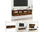 The Living Store Pensili Tv 2 Pz. Rovere Fumé 60X30X30 Cm Materiale A Base Di Legno