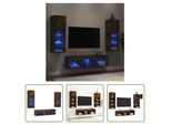 The Living Store Parete Attrezzata A 5 Pezzi Con Illuminazione A Led In Legno Di Rovere Affumicato