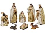 Set Di Statuine Per Culla Da 8 Pezzi Color Crema E Oro, Dipinte A Mano