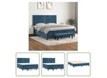 The Living Store Letto A Molle Con Materasso Blu Scuro 160X200 Cm In Velluto