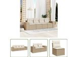 The Living Store Set Di Divani Da Giardino 4 Pezzi Con Cuscini Beige Poly Rattan
