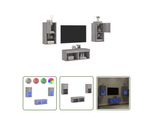 The Living Store Parete Tv 4 Pezzi Con Luci Led Grigio Sonoma