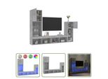 The Living Store Parete Attrezzata A 4 Pezzi Con Illuminazione A Led In Legno Grigio Cemento