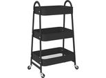 Vidaxl Carrello Portaoggetti 3 Ripiani Nero 42X41,5X77 Cm Acciaio