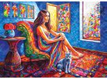 Magnolia Puzzle Donna Con Gatto - 1000 Teile Puzzle