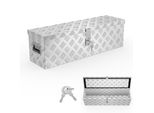 Yuenfong Truckbox 80L Cassetta Porta Attrezzi Cassetta Di Trasporto In Alluminio, Cassetta A Timone Per Auto Rimorchi Camion Veicoli Commerciali Cassetta Porta Attrezzi Cassetta Per Cinture Cassetta In Alluminio (Argento, 99X33X25.5Cm)