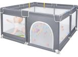 Yuenfong Box Baby 127 X 127Cm Centro Attività Pieghevole In Plastica Con 50 Palline Colorate, Parco Giochi Di Sicurezza In Rete Traspirante (Grigio Scuro)