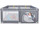 Yuenfong Box Baby 150 X 180Cm Barriera Playpen Centro Attività Pieghevole In Plastica Con 50 Palline Colorate, Parco Giochi Di Sicurezza In Rete Traspirante (Grigio Scuro)