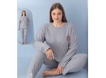 Pigiama Taglie Forti Da Donna Grigio 4XL Cotone Set 2 Pezzi Caldo Inverno S-84
