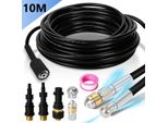 Set Di Tubi Per La Pulizia Dei Tubi Jayseuw 10M, Con Ugelli Fissi + Rotanti, 3 Adattatori, Per Idropulitrici Standard, Set Universale Per La Pulizia Dei Tubi