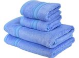 Set Di Asciugamani In Bambù, Blu 2 Pezzi 30X50 Cm, 2 Pezzi 50X100 Cm