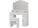 Vicco Tavolo Da Toilette Lumira, 110 Cm Con Specchio Led E Sgabello, Bianco