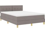 Vidaxl Letto Boxspring Led Con Materasso Led Taupe 140 X 190 Cm Tessuto