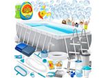Piscina Da Giardino Frame 488 X 244 X 107 Cm 21 In 1 Intex 26792 + Soffiatore Di Bolle Gratis