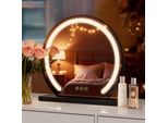 S'afielina Specchio Per Il Trucco Specchio Cosmetico Rotondo Con Illuminazione A Led E Interruttore A Sfioramento, 3 Colori Di Luce Dimmerabili Funzione Memoria Cornice Nera, Φ 50Cm