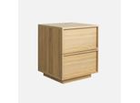 Comodino Effetto Legno 2 Cassetti, Marrone Naturale