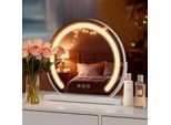 S'afielina Specchio Per Il Trucco Specchio Cosmetico Rotondo Con Illuminazione A Led E Interruttore A Sfioramento, 3 Colori Di Luce Dimmerabile Funzione Di Memoria Cornice Bianca, Φ 40Cm