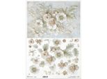 Carta Di Riso Per Decoupage Carta Per Decoupage A3 R1455L Foglie E Fiori 3D